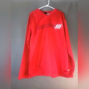 Adidas original sweatshirt logo XL red 100% polyester v-neck big & tall